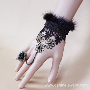 Alloy POM Bangle Ring Lace Jewelry Embroidered Lace Bracelet